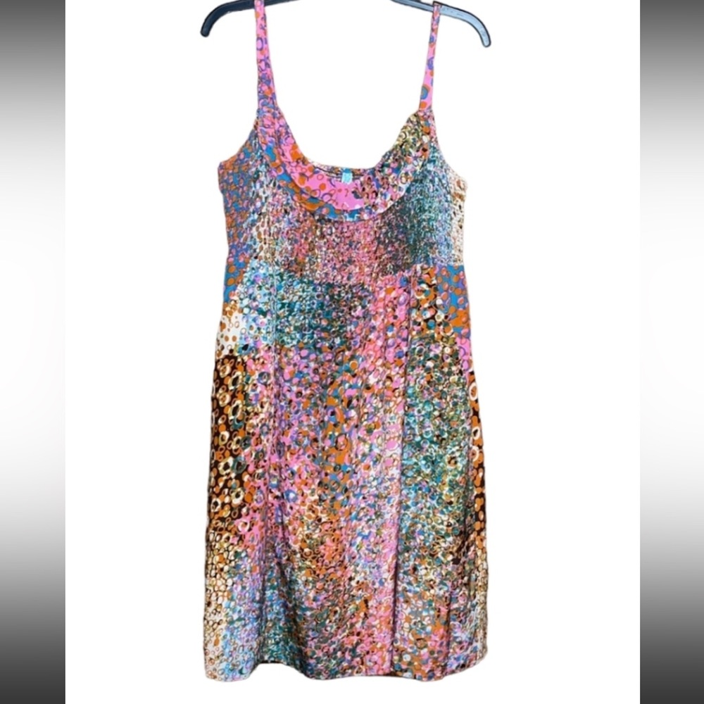 100% Silk Dress Anthropologie Maeve Confetti Whirl